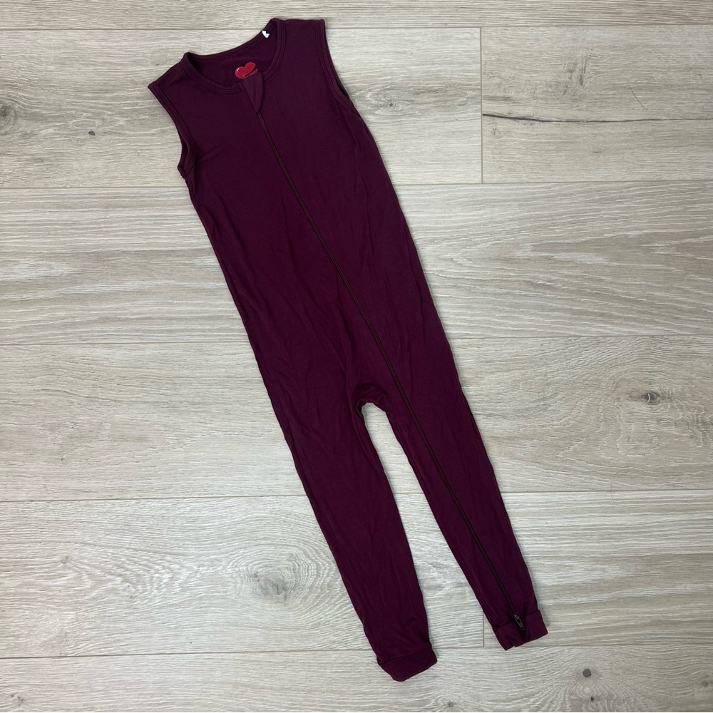 Comfy & Cozies Burgundy Sleeveless Zip Romper
